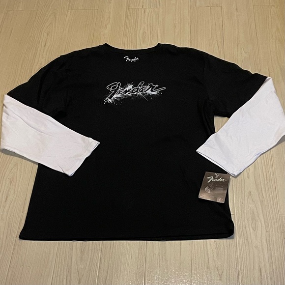 Fender Tops - NWT Fender Rock and Roll Lifestyle Black and White Long Sleeve T-Shirt Size  XXL